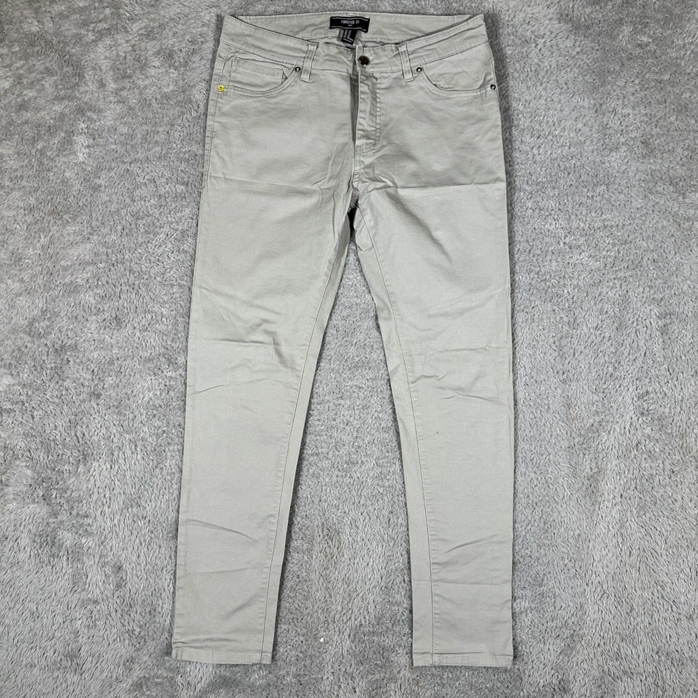 Forever 21 Chino Pants Mens 33 Gray Slim Fit 5-Pocket Stretch Twill